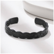 Bracelet rigide homme jonc aspect tress en acier noir