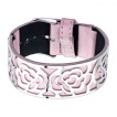 Bracelet semi-rigide en cuir surmonter d'un dcor de roses en acier