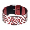 Bracelet semi-rigide en cuir surmonter d'un dcor de roses en acier