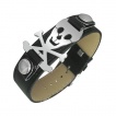 Bracelet simili cuir avec tte de mort pirate acier