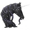 Buste de licorne gothique noire  crinire tincelante (15cm)