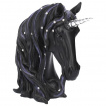 Buste de licorne gothique noire  crinire tincelante (15cm)