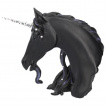 Buste de licorne gothique noire  crinire tincelante (15cm)