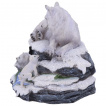 Calendrier (anglais) à louve et louveteaux sur un rocher (14cm)