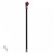 Canne gothique  main squelette tenant une orbe rouge(94,5cm)