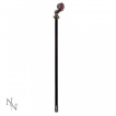 Canne gothique  main squelette tenant une orbe rouge(94,5cm)