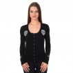 Cardigan femme goth-rock Banned noir  cranes de sucre bleus