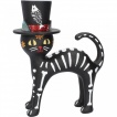 Chat  chapeau et peinture squelette - 20.7cm