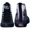 Chaussures gothiques Sneakers femme à cranes en face à face et flammes bleues