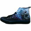 Chaussures gothiques Sneakers homme  cranes en face  face et flammes bleues