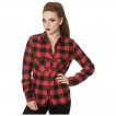 Chemise femme  carreaux rouges et noirs - Banned