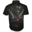 Chemise gothique homme  manches courtes avec bandit Steam Punk et crane  rouages