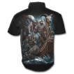 Chemise gothique homme  manches courtes avec guerriers viking en squelettes sur leur Drakkar
