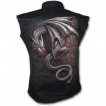 Chemise homme gothique sans manche avec dragon gris sur lave craquele
