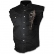 Chemise homme gothique sans manche avec motard en squelette et sa moto steampunk