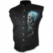 Chemise homme gothique sans manche à cranes en face à face et flammes bleues