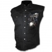 Chemise homme sans manche avec biker squelette et moto démoniaque