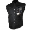 Chemise homme sans manche avec biker squelette et moto dmoniaque