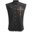 Chemise homme sans manche à crane formé d'ossements et croix gothique