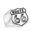 Chevalière homme en acier avec écusson Route 66