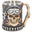 Chope à bière à crane biker et croix de Malte