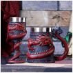 Chope à bière à dragon oriental rouge enroulé (16cm)