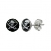 Boucles d'oreilles logo noir avec tte de mort pirate