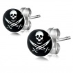 Boucles d'oreilles logo noir avec tte de mort pirate