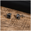 Clous d'oreilles acier style celtique  pierre noire en pyramide (Paire)