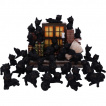 Collection de 36 figurines chats noirs avec décor maison de sorcière