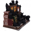 Collection de 36 figurines chats noirs avec décor maison de sorcière