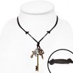 Collier cuir avec cl, croix, tte de mort et couteau