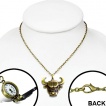 Collier cuivré avec médaillon montre vintage à tête de taureau