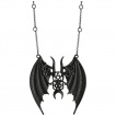 Collier style malfique  ailes de dmon, cornes et pentacle - Restyle