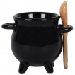 Coquetier noir en forme de chaudron + Cuillère
