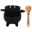 Coquetier noir en forme de chaudron + Cuillère