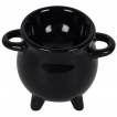 Coquetier noir en forme de chaudron + Cuillère
