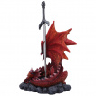 Coupe papier / ouvre-lettre à Dragon rouge feu posé sur une roche (16,5cm)