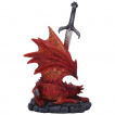 Coupe papier / ouvre-lettre à Dragon rouge feu posé sur une roche (16,5cm)