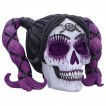 Crâne déco femme mystique à cheveux noirs et violets (19,5cm)