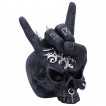Crâne punk-rock faisant le signe des cornes du diable (17,5cm)