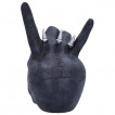 Crâne punk-rock faisant le signe des cornes du diable (17,5cm)