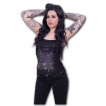 Débardeur femme à franges avec motif corset de cuir et métal