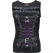 Débardeur femme gothique à motif corset de cuir et métal
