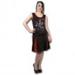 Débardeur femme gothique noir à lacets rouges avec dragon tenant une rose
