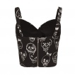 Débardeur Femme gothique-rock Voodoo Vixen noir à cranes blancs