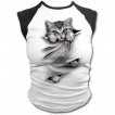 Dbardeur femme style baseball avec chat gris  griffes sorties et dchirures