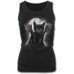 Débardeur gothique femme avec chat noir à ailes et dents de vampire