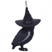 Décoration suspendue / sapin de Nöel chouette noire à chapeau de sorcière (12cm)