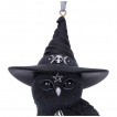 Décoration suspendue / sapin de Nöel chouette noire à chapeau de sorcière (12cm)